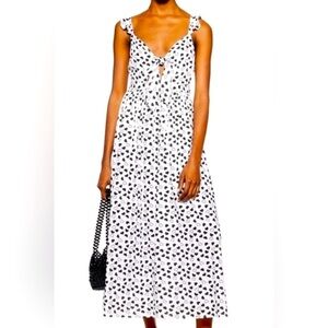 Topshop Heartstring Tie Knot Cut Out Ruffle Maxi Dress Size 2 Lace Up Corset